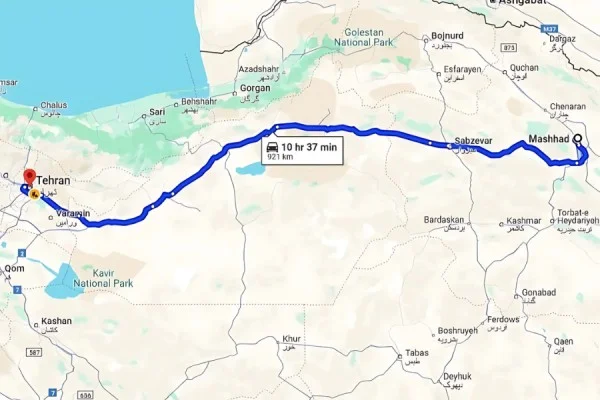 رانندگی از تهران تا مشهد